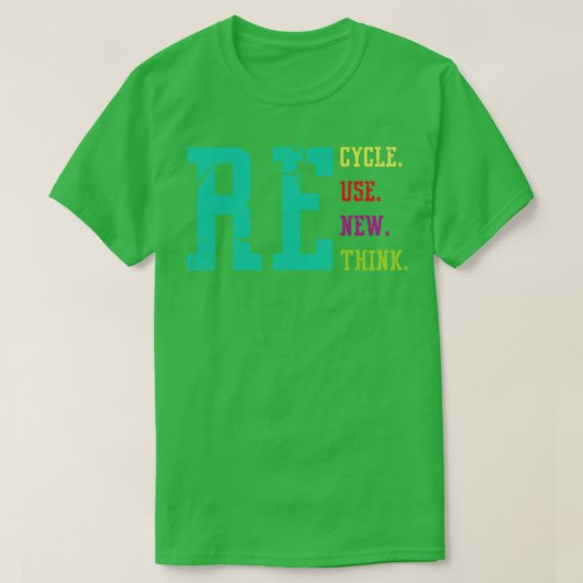 リサイクル再利用書き換え再考レトロ文字 Tシャツ (デザイン正面)