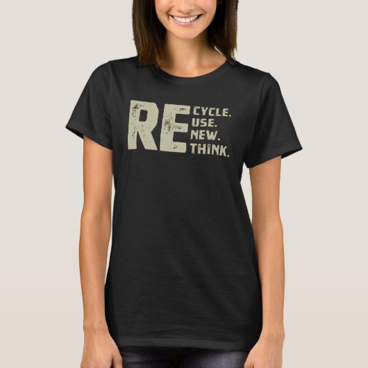 リサイクル再利用書き換え再考レトロ Tシャツ (正面)