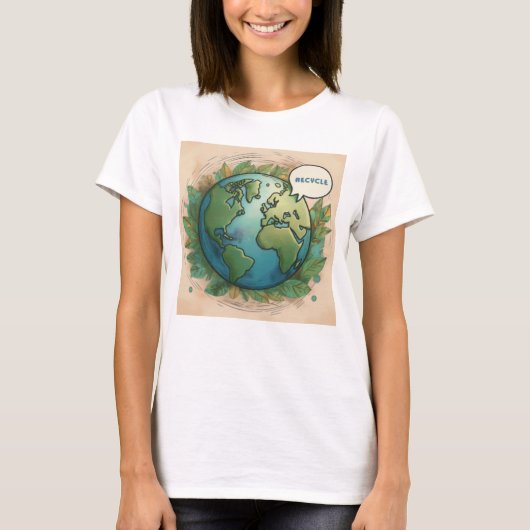 リサイクル地球デザイン Tシャツ (正面)