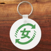 リサイクル日本の女子 |漢字日本語サイン キーホルダー (正面)