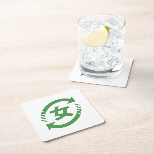 リサイクル日本の女子 |漢字日本語サイン スクエアペーパーコースター (インサイチュ)