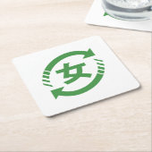 リサイクル日本の女子 |漢字日本語サイン スクエアペーパーコースター (アングル)