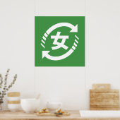 リサイクル日本の女子 |漢字日本語サイン ポスター (キッチン)