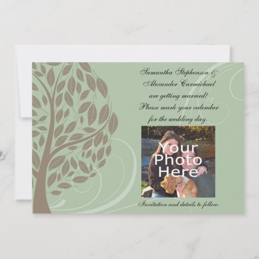 リサイクル紙グリーンエコツリー写真の保存日付 セーブザデート (裏面)