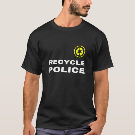 リサイクル警察おもしろいリサイクル地球日環境 Tシャツ (正面)