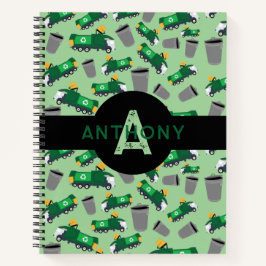 リサイクル ゴミ収集車 パターン キッズ モノグラム ノートブック