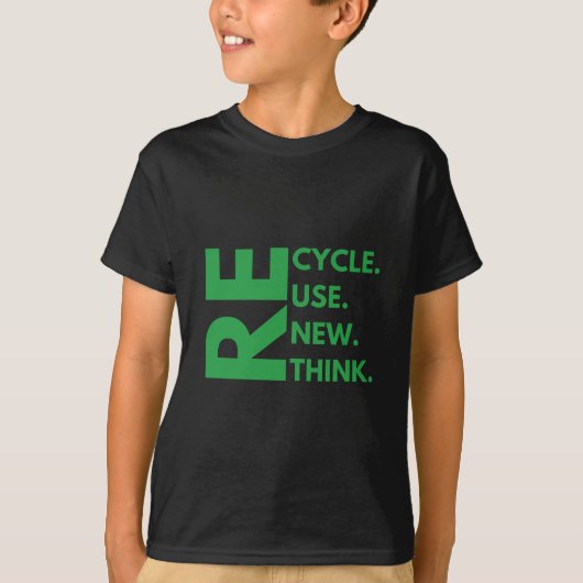 リサイクル 再利用 更新 再考 地球の日 環境 Tシャツ (正面)