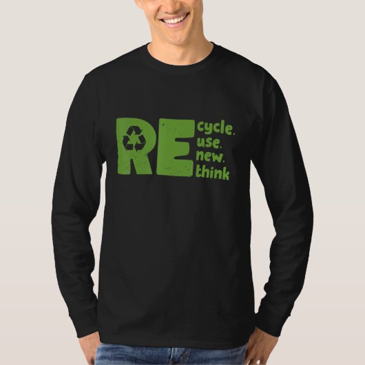 リサイクル 再利用 更新 再考 環境活動主義 Tシャツ (正面)