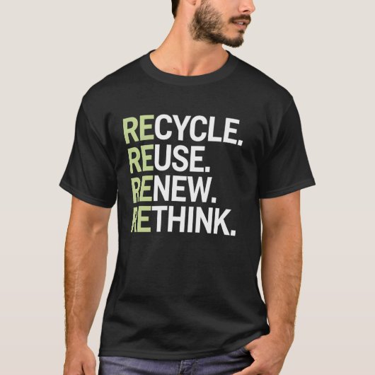 リサイクル 再利用 更新 環境意識のリデザイン Tシャツ (正面)