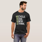 リサイクル 再利用 更新 環境意識のリデザイン Tシャツ (正面フル)