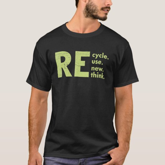 リサイクル 再利用 更新 考え直す 環境危機 アクティ Tシャツ (正面)