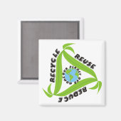 リサイクル、再利用、磁減ら石 マグネット (正面/裏面)