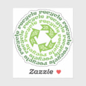 リサイクル、再利用、緑減らの矢印付き引用文 シール (シート)