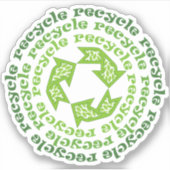 リサイクル、再利用、緑減らの矢印付き引用文 シール (正面)