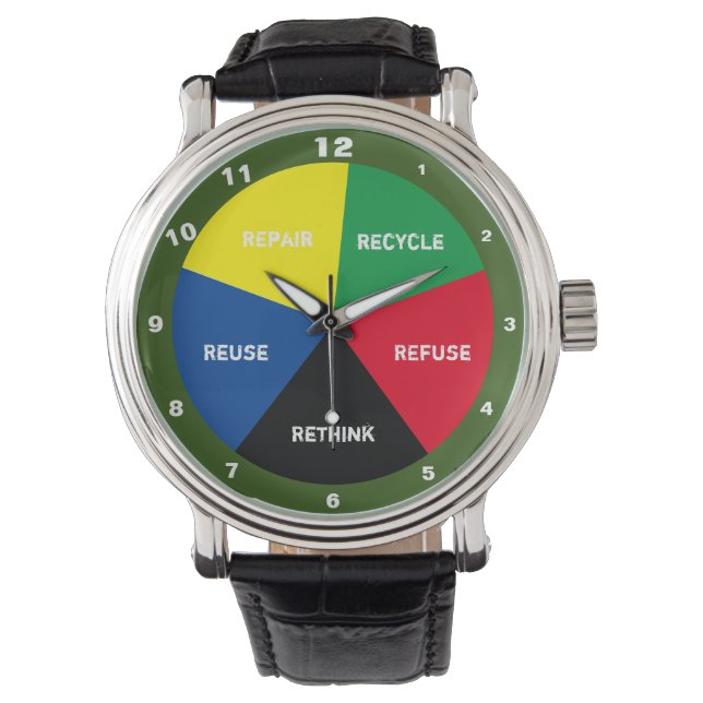 リサイクル、再利用、ReFuse、Rethink - 救 Planet Time 腕時計 (正面)