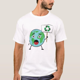 リサイクル - 地球キャラのアクティビズムアピール Tシャツ