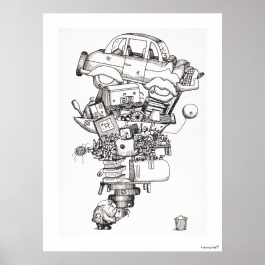 リサイクル(1970)ヴィンテージ 図解入りの、写真付きの ポスター (正面)