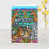 "リサロレンツ著アフリカの色"の挨拶状 カード (黄色い花)