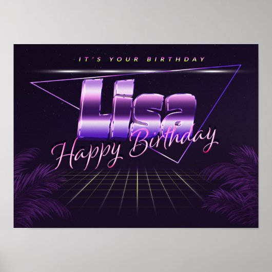 リサ名Vorname lila retroポスターGeburtstag ポスター (正面)