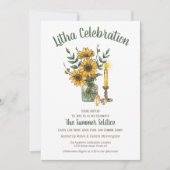 リサ・サマー・フローラル・ひまわりを花瓶に 夏至 招待状 (正面)