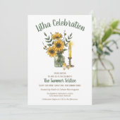 リサ・サマー・フローラル・ひまわりを花瓶に 夏至 招待状 (スタンド正面)