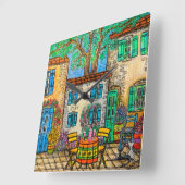 リサ・ロレンツによるプロヴァンスの壁時計の思い出 スクエア壁時計 (傾斜)