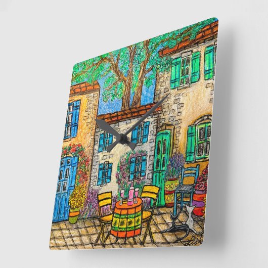 リサ・ロレンツによるプロヴァンスの壁時計の思い出 スクエア壁時計 (傾斜)