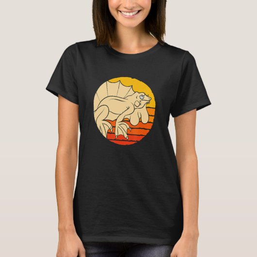 リザードアニマルペット爬虫類レトロイグアナ Tシャツ (正面)
