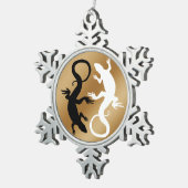 リザードアートオーナメント爬虫類クリスマス装飾 スノーフレークピューターオーナメント (右)