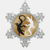 リザードアートオーナメント爬虫類クリスマス装飾 スノーフレークピューターオーナメント (正面)