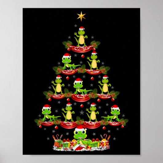 リザードクリスマス照明サンタリザードクリスマスツリー ポスター (正面)