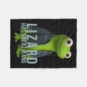 リザードハズジ素晴らしーンズおもしろいレトロデニムミームフモ フリースブランケット (正面(横))