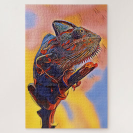 リザードポートレート絵画ズ・デジタルアートパズル ジグソーパズル