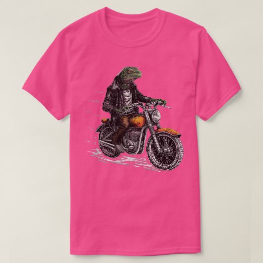 リザードモータービカーロッキングドラゴンバイクバイクもしくは自転車に乗る人 Tシャツ (デザイン正面)