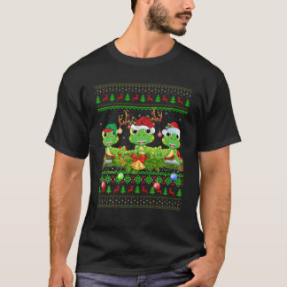 リザードラバークリスマス照明サンタインディーリザードクリス Tシャツ