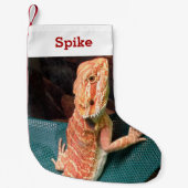 リザードラバーペットの写真と名前パーソナライズされた スモールクリスマスストッキング (正面)