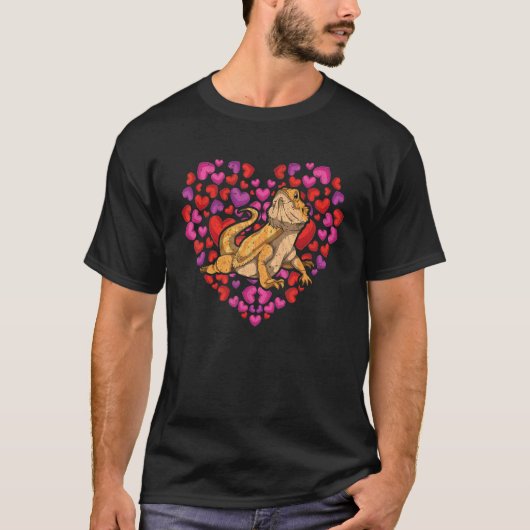 リザード爬虫類飼育員アニマルハートひげ竜 Tシャツ (正面)