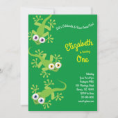 リザード·ゲッコスのかわいい子どもたち1歳の誕生日パーティー 招待状 (正面)