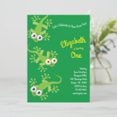 リザード·ゲッコスのかわいい子どもたち1歳の誕生日パーティー 招待状 (スタンド正面)