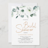 リシアンツス多肉性アイボリーフローラブライダルシャワー 招待状 (正面)