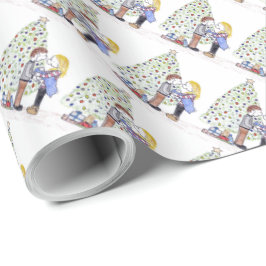 リジーのピープルファミリークリスマスプレゼント紙 ラッピングペーパー