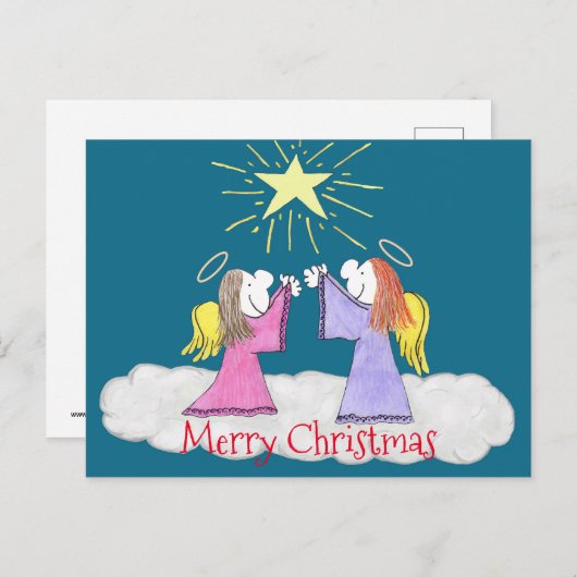 リジーの人々天使の聖なる夜のはがき ポストカード (正面/裏面)