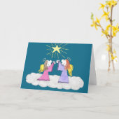 リジーの人々天使の聖なる夜クリスマスカード カード (黄色い花)