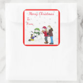 リジーの人々雪だるまおもしろいギフトシール スクエアシール (バッグ)