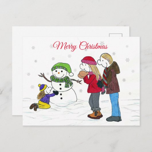リジーの人々雪だるまおもしろいクリスマスポストカード ポストカード (正面/裏面)