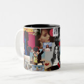 リジー美学コラージュマグ – ヴィンテージレトロ ツートーンマグカップ (正面左)