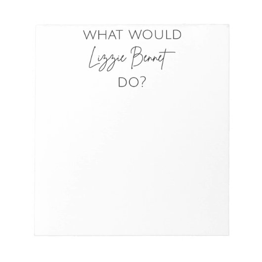 リジー・ベネットは何をする？ ノートパッド (正面)