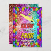 リスいけなルおもしろい誕生日チーキーパーティー招待状 招待状 (正面/裏面)