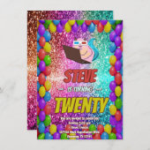 リスいけなルインターネットパーティー誕生日招待状 招待状 (正面/裏面)