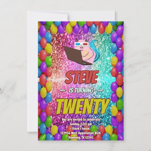 リスいけなルインターネットパーティー誕生日招待状 招待状 (正面)